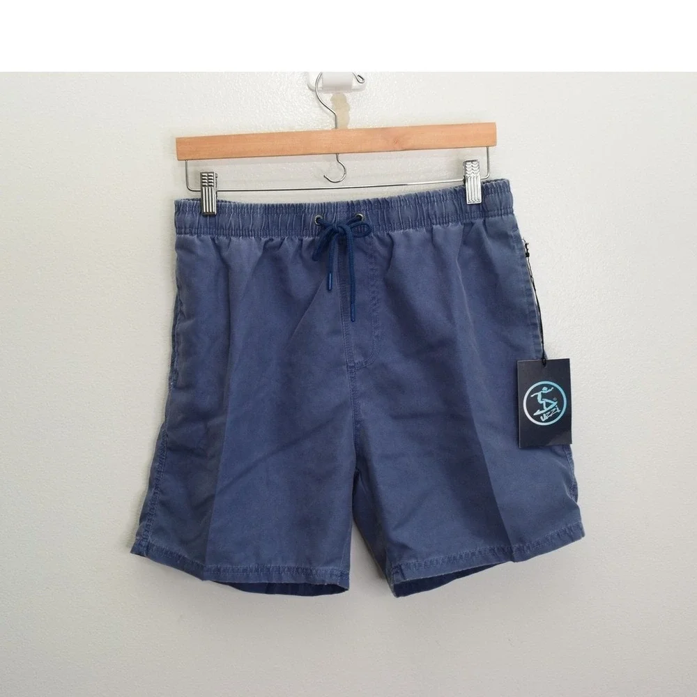 Uzzi Swim Trunks Medium Blue Elastic Waist Mesh Lined Board Shorts Mens New